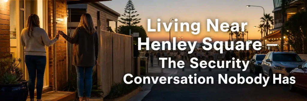 Residential home near Henley Square with residents discussing home security